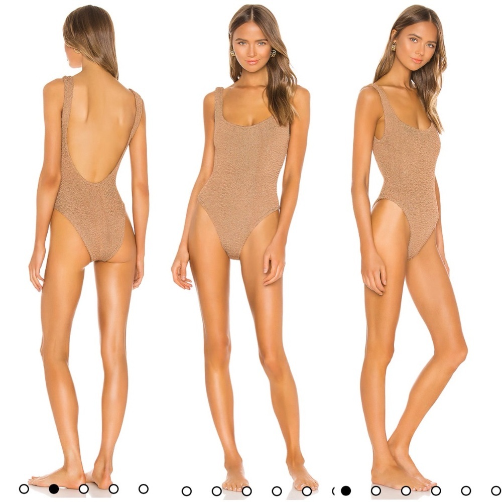 NWT Hunza G Classic Square Neck One Piece in Metallic Cocoa One Size Fits All